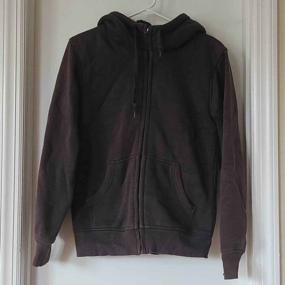 Faux fur lined hoodie size SM